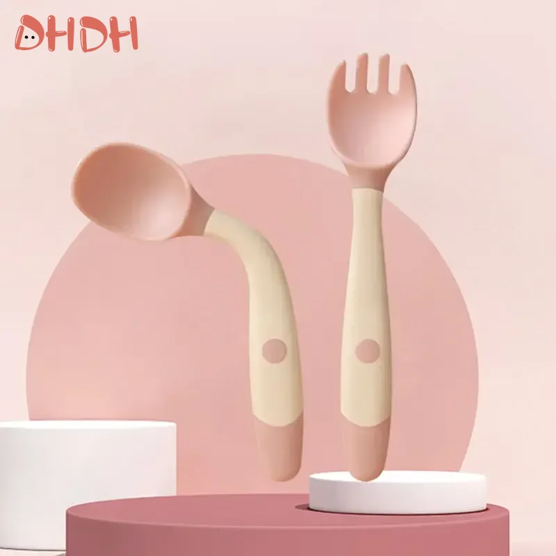 Baby Food Kit - مجموعة ملعقة وشوكة من السيليكون للأطفال
