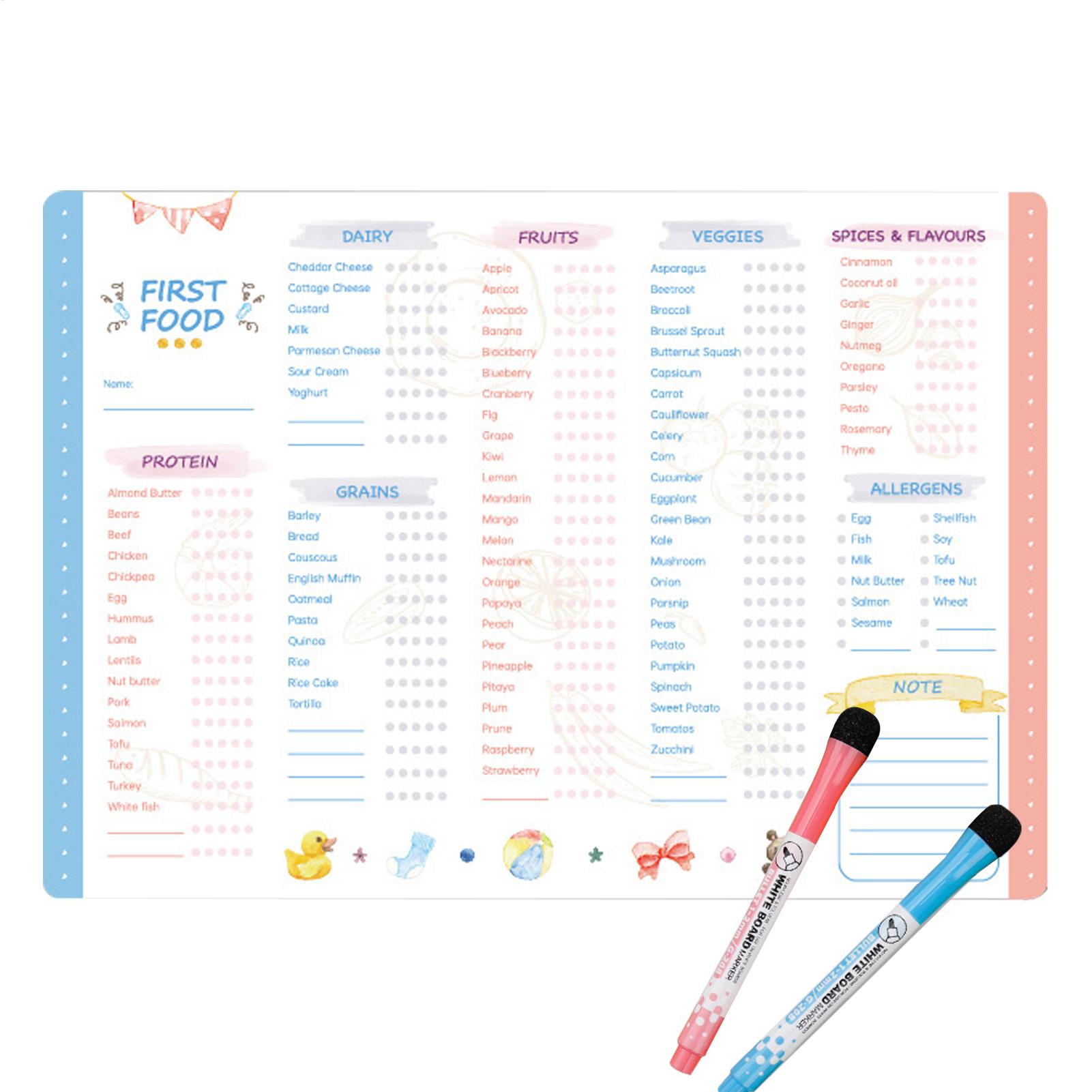 Baby Food Schedule - مخطط الأطعمة الأولى للأطفال مغناطيسي، قائمة