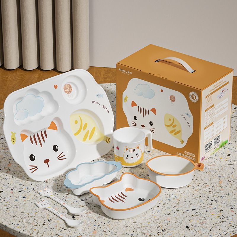 Baby Food Kitten - مجموعة علب هدايا أدوات مائدة للأطفال