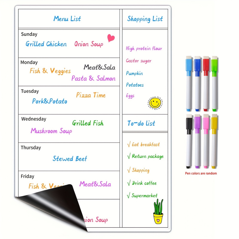 Baby Food Schedule - لوح تخطيط مغناطيسي للثلاجة قابل للمسح